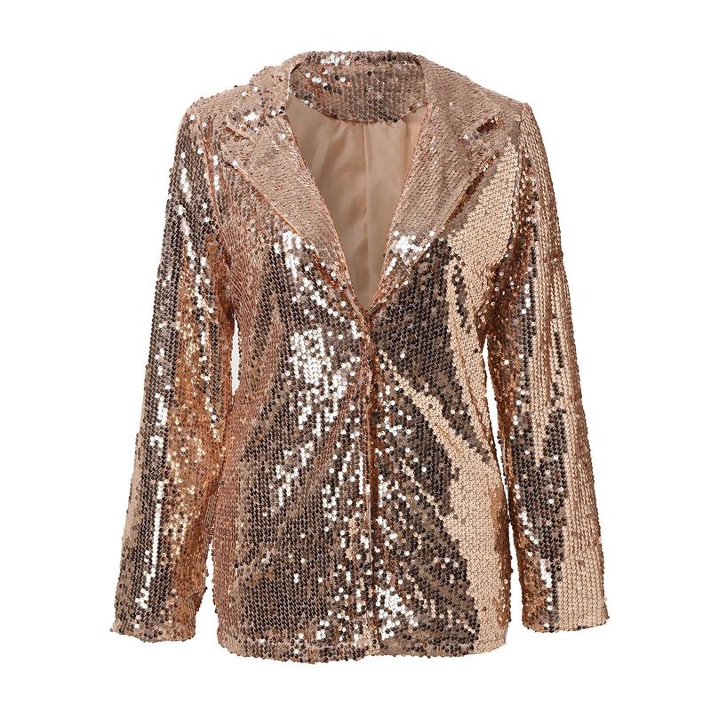 Abbigliamento da donna nuovo stile pendolare cardigan bavero manica lunga paillettes casual abito_voghion.com