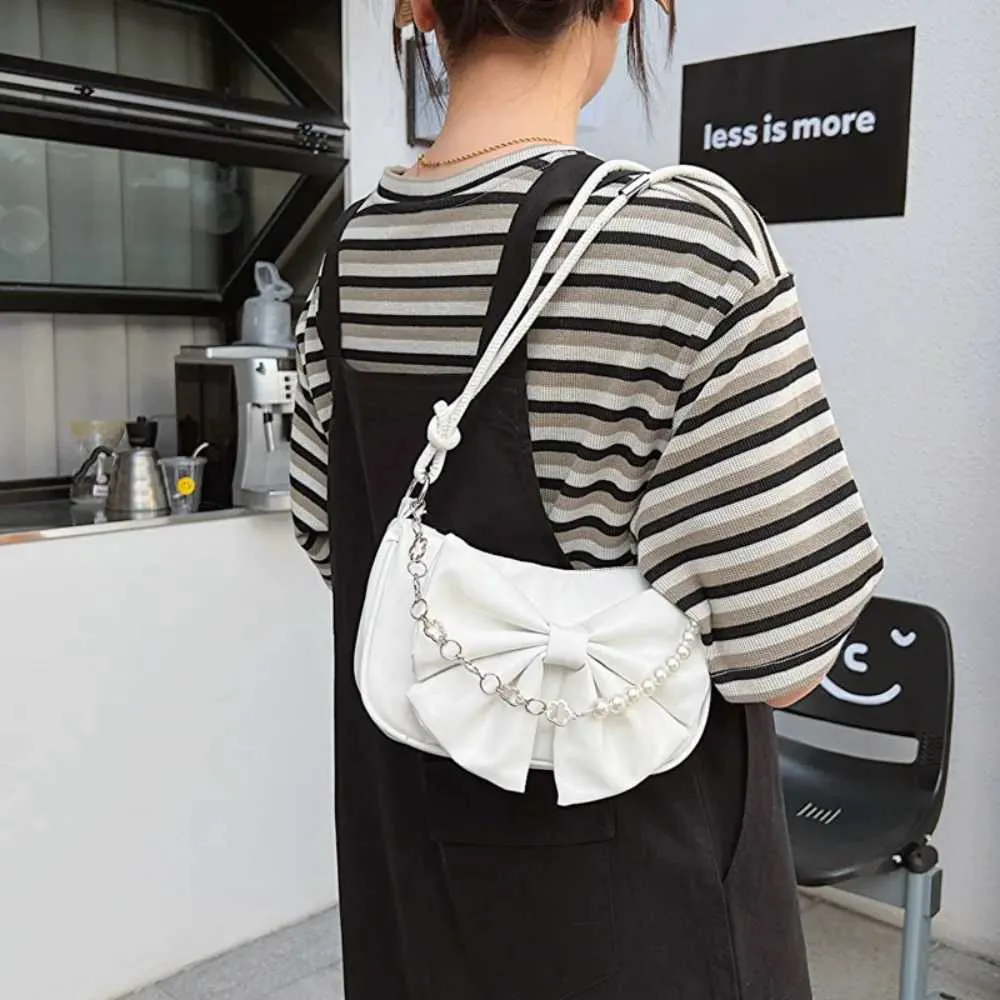 Mode perle bogen schulter achselhöhle täglichen pendeln lässige handtasche solide business tasche Y241123_voghion.com