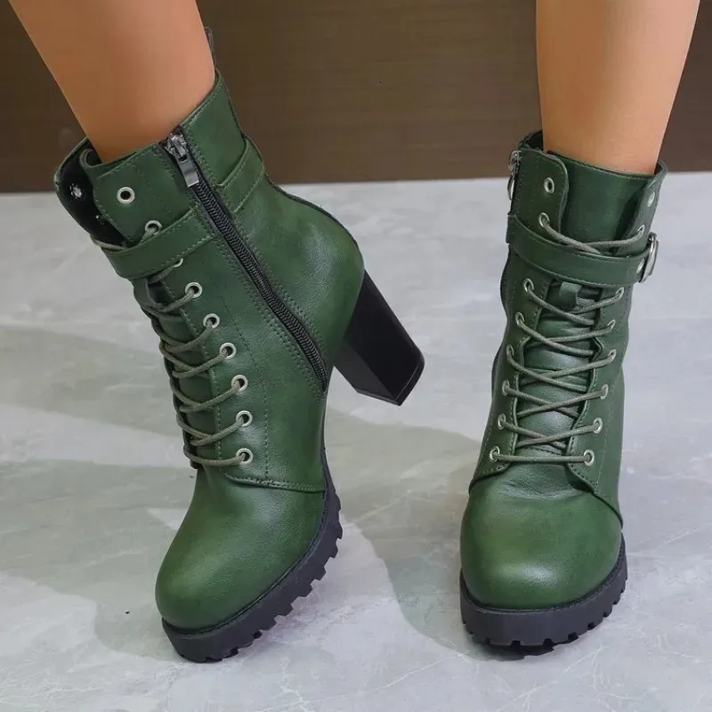 Damen Motorrad Winterstiefel Mit Plateau Und Hohem Absatz_voghion.com