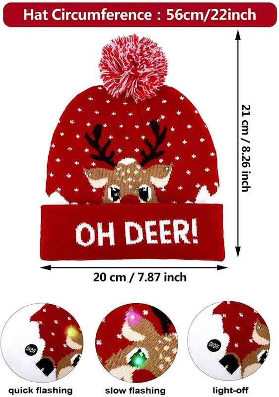 hats Scarves Sets Ball Caps Led Knitted Beanie Light Up Illuminate Warm Hat For Kid Adults Year Christmas Decoration_voghion.com