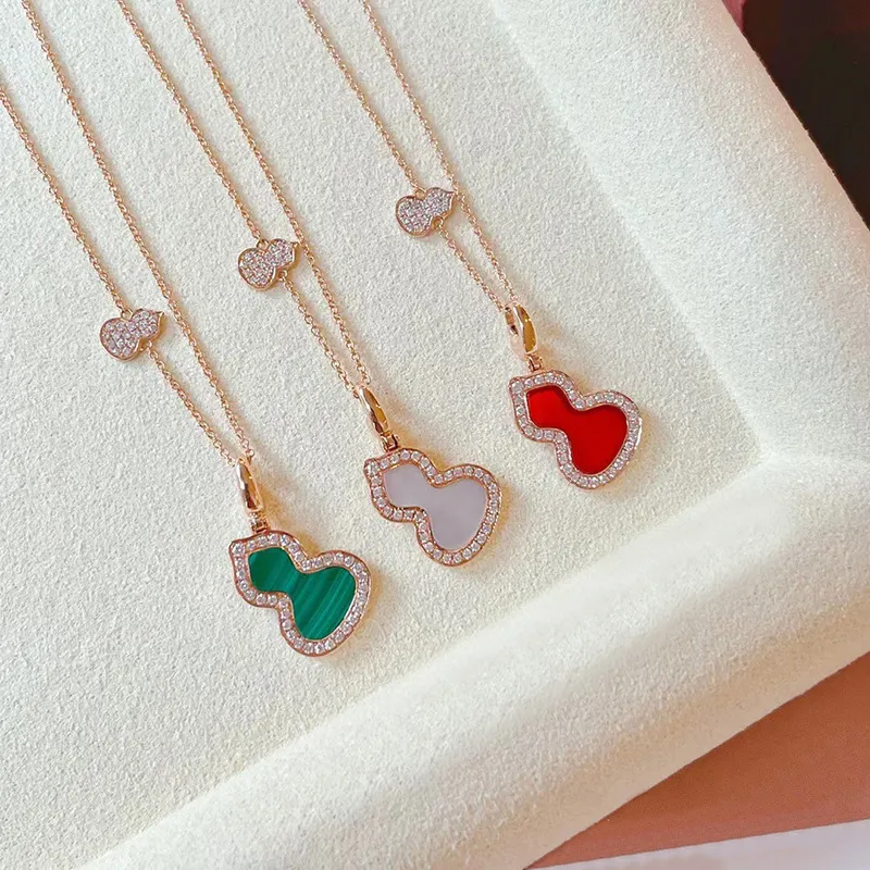 classic gourd designer necklace women rose gold white mother of pearl shining crystal diamond pendant nature sailormoon_ipsvogv.com