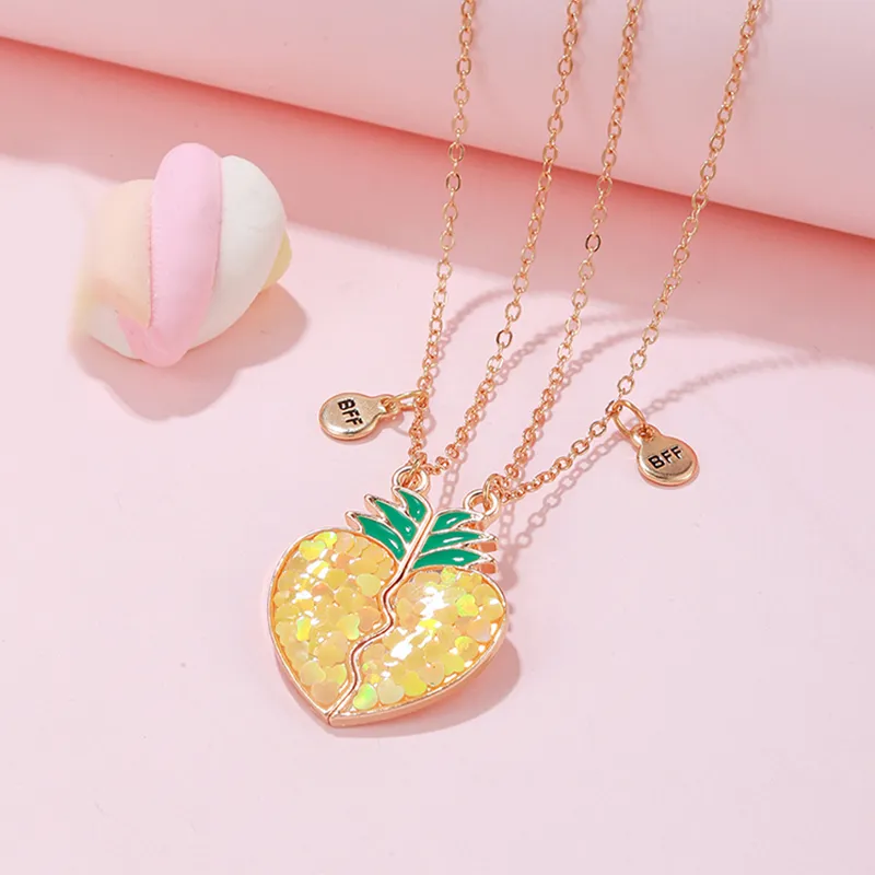 Collane con ciondolo k Frutta Ananas Bambini Ragazze Amici BFF Collana dell'amicizia di 2 Gioielli Regalo_voghion.com