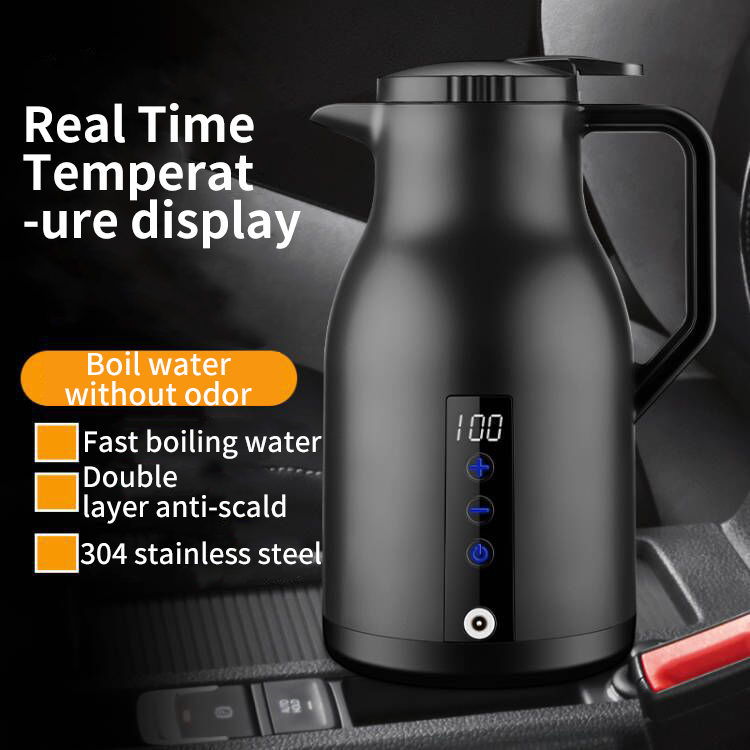 Digitalanzeige Auto Wasserkocher Auto 12v24v großer LKW Wasserkocher mit großer Kapazität Isolierung 1000ML_voghion.com