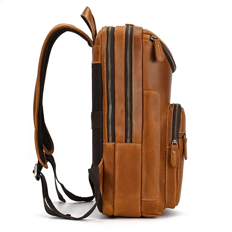 Mochila para portátil de 14" y 15,9" de piel auténtica para hombre, de piel de Caballo Loco, 240902_voghion.com