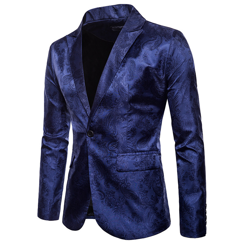 1 Plus Size Suit Court Style Hidden Pattern Design Fashion Single Button Slim Fit Men's Blazer_voghion.com