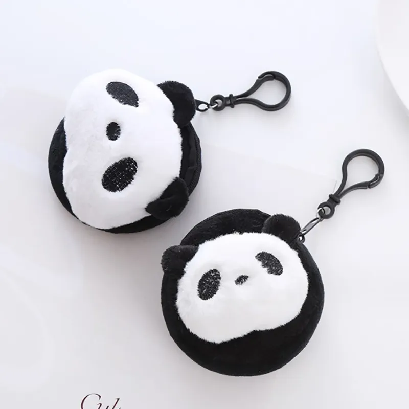 Monedero con cremallera y diseño de panda de peluche, miniauriculares con cable USB, ideal como regalo de cumpleaños para niños._voghion.com