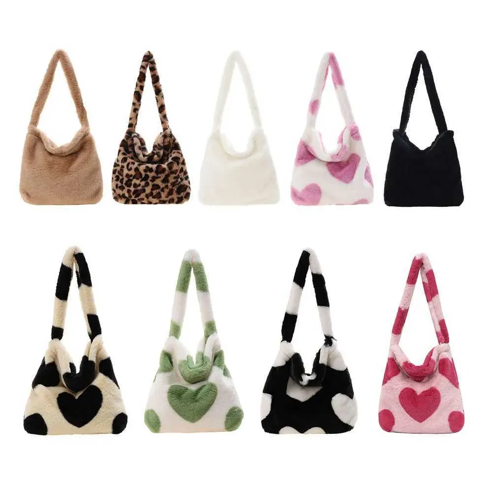 Pluche luipaard schoudertas dames herfst winter handtas_voghion.com