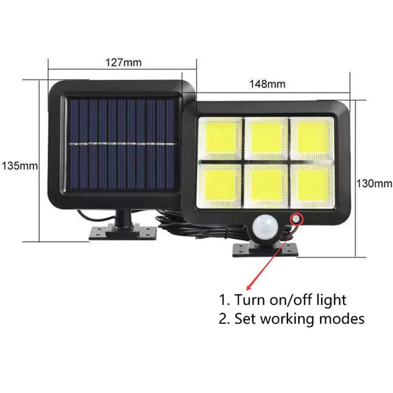 Lampă stradală COB cu telecomandă inteligentă, cu perete puternic, impermeabilă și cu senzor solar uman, pentru curte, cu senzor solar uman,_voghion.com
