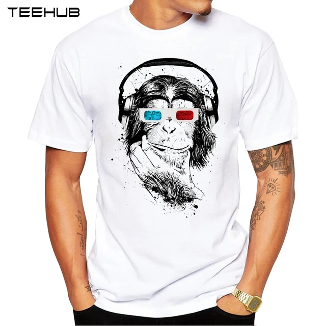 2024 Bananas for Thought Herren T-Shirt, kurzärmelig, lässig, Hipster-Musik, Affen-Print, T-Shirt mit Rundhalsausschnitt, Sommer-Tops_voghion.com