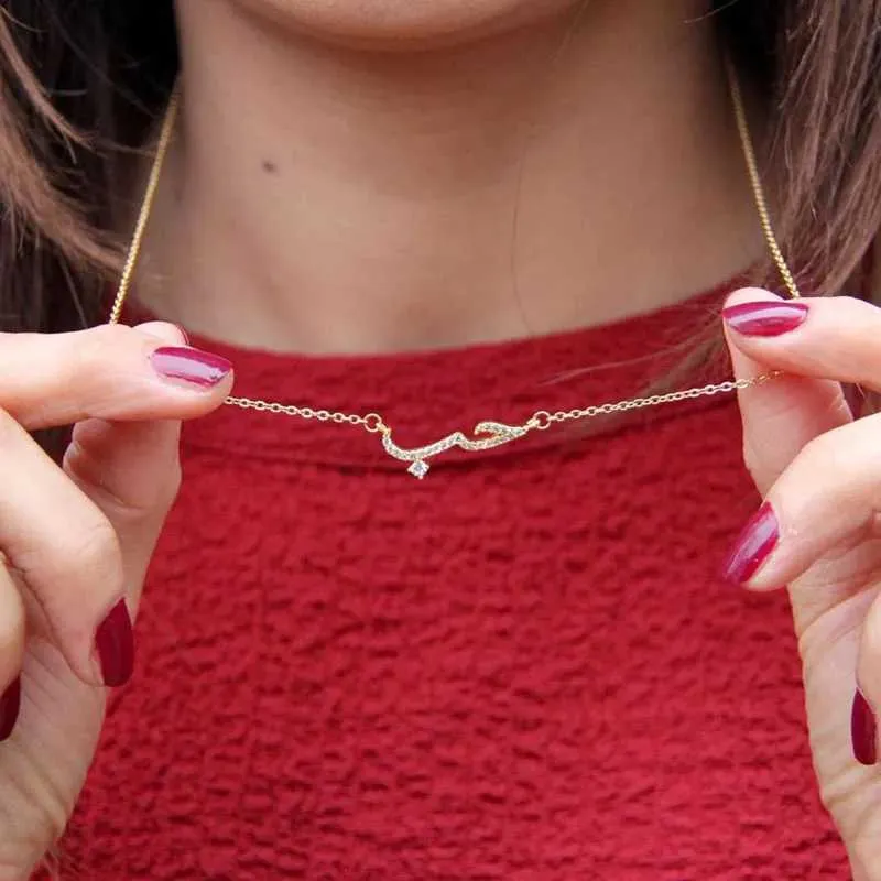 Personalized Arabic Letter Necklace Pendant Stainless Steel_voghion.com
