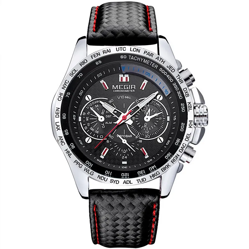 Montre de sport étanche MEGIR pour hommes, avec yeux artificiels décoratifs, six aiguilles, offre spéciale, vente en gros_voghion.com