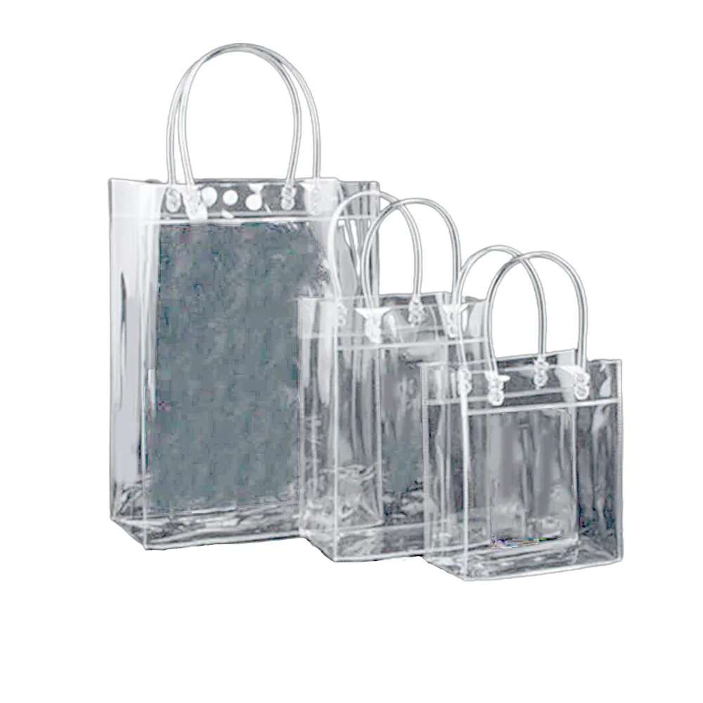 2024New Clear Purse Handbag For Lady Eco Friendly Flower Tote Shopping Reusable Waterproof PVC Shoulder Shopper Bag_voghion.com