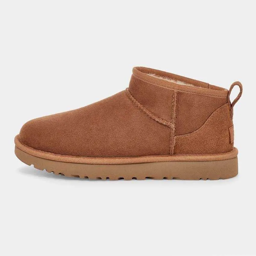 Designer AUS Snow DamesZwarte Enkel Platform Flats Combat Boots Lage Hak Veterschoenen Leren Kettingen Gesp Dames Kinderen_voghion.com