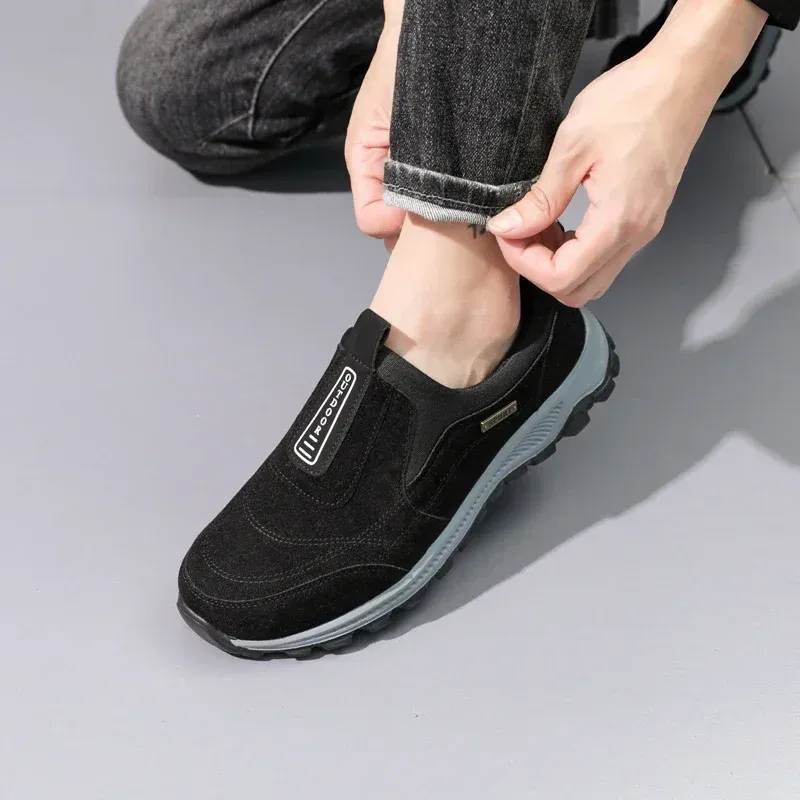 YRZL Outdoor-Wanderschuhe zum Reinschlüpfen, lässig, atmungsaktiv, Wildleder, rutschfeste Wanderschuhe für Herren_voghion.com