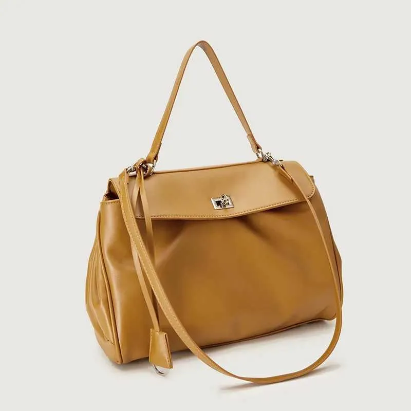 Pickle Green Sac à bandoulière polyvalent de grande capacité avec serrure simple et texture de haute qualité pour femme Ba241211_voghion.com