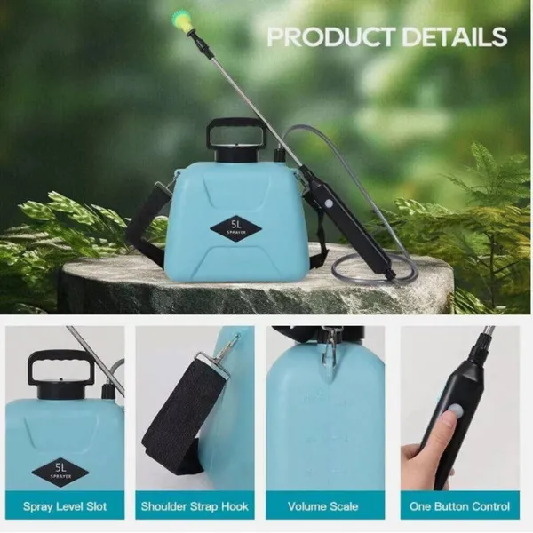 5-Liter-Akku-Drucksprüher für den Garten, wiederaufladbar, Rucksackformat_voghion.com