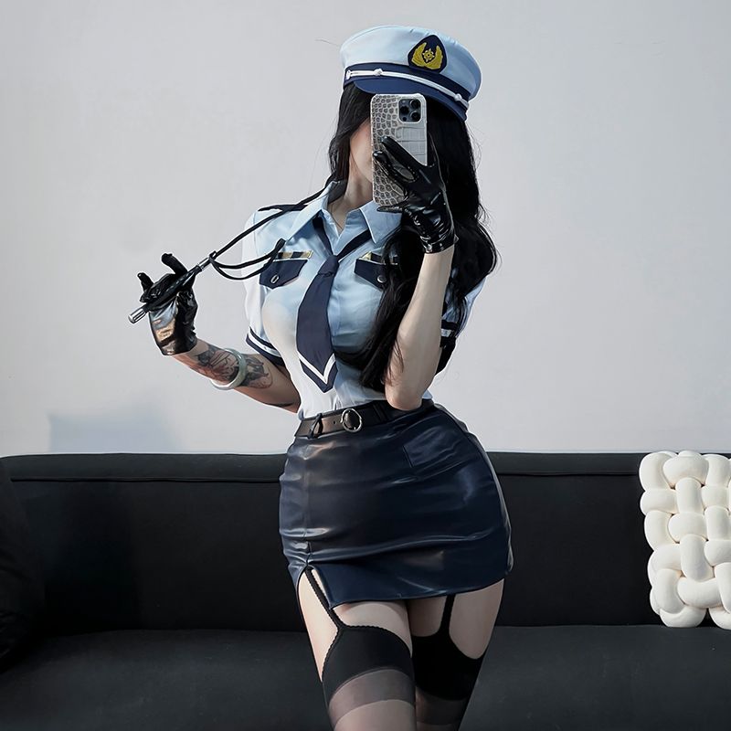 Déguisement sexy de policière de style marine, costume de cosplay pur désir, hôtesse de l'air de la cour de nuit, secrétaire, uniforme taille reine_voghion.com