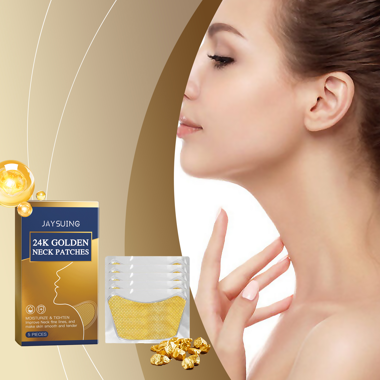 Jaysuing Gold Collagen Neck Patch Moisturizes, Nourishes And Lifts Neck Line Patch_voghion.com