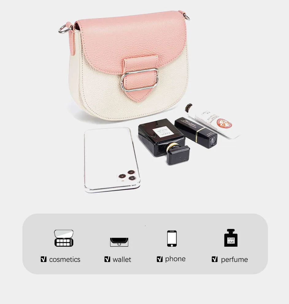 Zency Donna 100% Vera Pelle Borsa a Tracolla Piccola Borsa a Tracolla da Ascella con Due Cinghie per l'Estate_voghion.com
