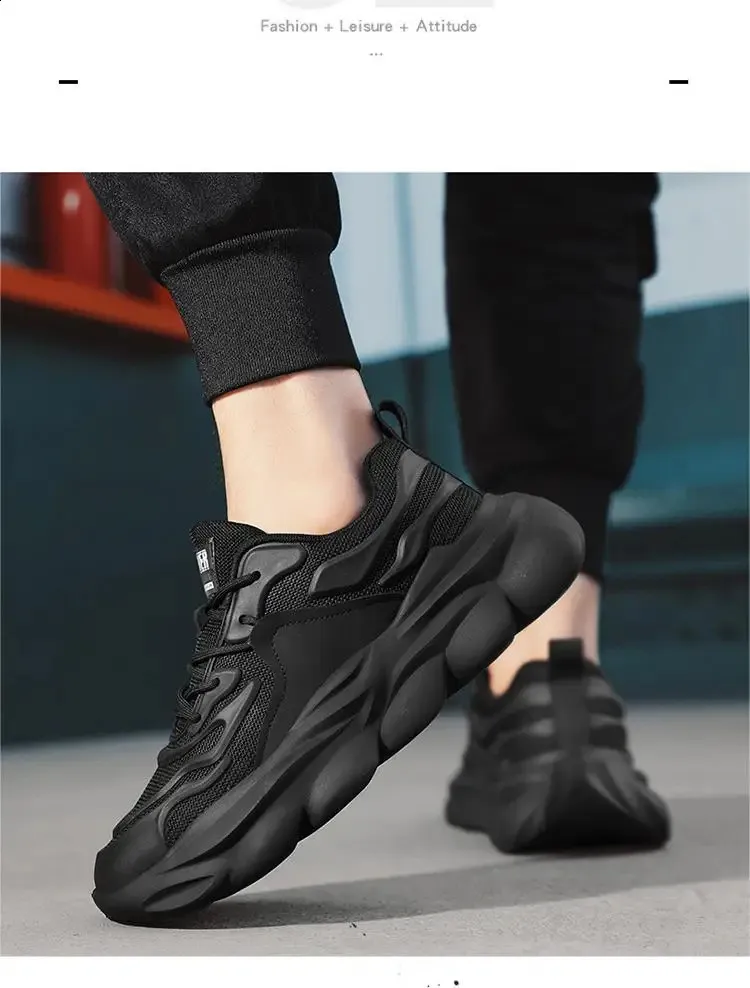 Versatile Spring Leisure Sport Running Sneakers Breathable Mens Lightweight Thick Bottom Trendy Shoes 241015_voghion.com