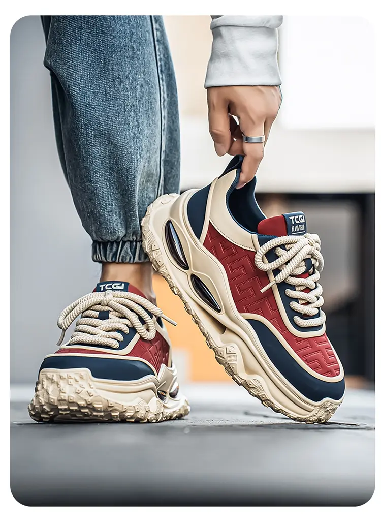 Chaussures de sport antidérapantes pour hommes, chaussures décontractées à plateforme rehaussante, chaussures tendance pour papa_voghion.com