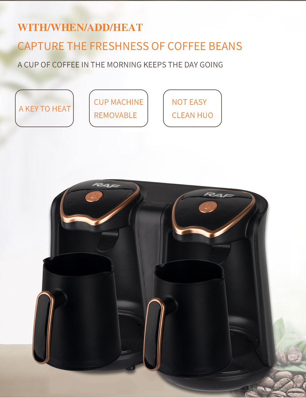 European Standard Electric Turkish Machine Double Pot Design Coffee Brewing 1200W_voghion.com