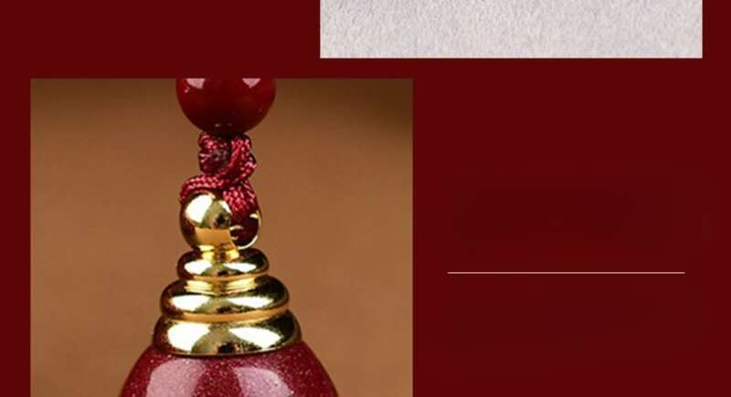 【 8342 People's Collection 】 Hollow Cinnabar Lucky Life Hollow Gourd Necklace Phone Key Pendant, Hollowed Out Red_voghion.com