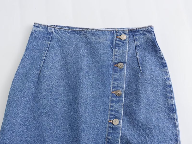 Damenbekleidung Ärmellose Weste hoch taillierter Brustrock Denim zweiteiliger Anzug_voghion.com