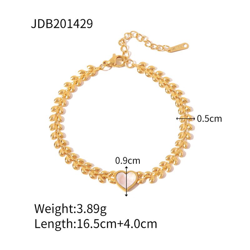Ein Nischendesign mit hellen Weizenähren, weißen Muscheln, Liebesherzen und einem Armband aus Titanstahl, das nicht verblasst und cool ist_voghion.com