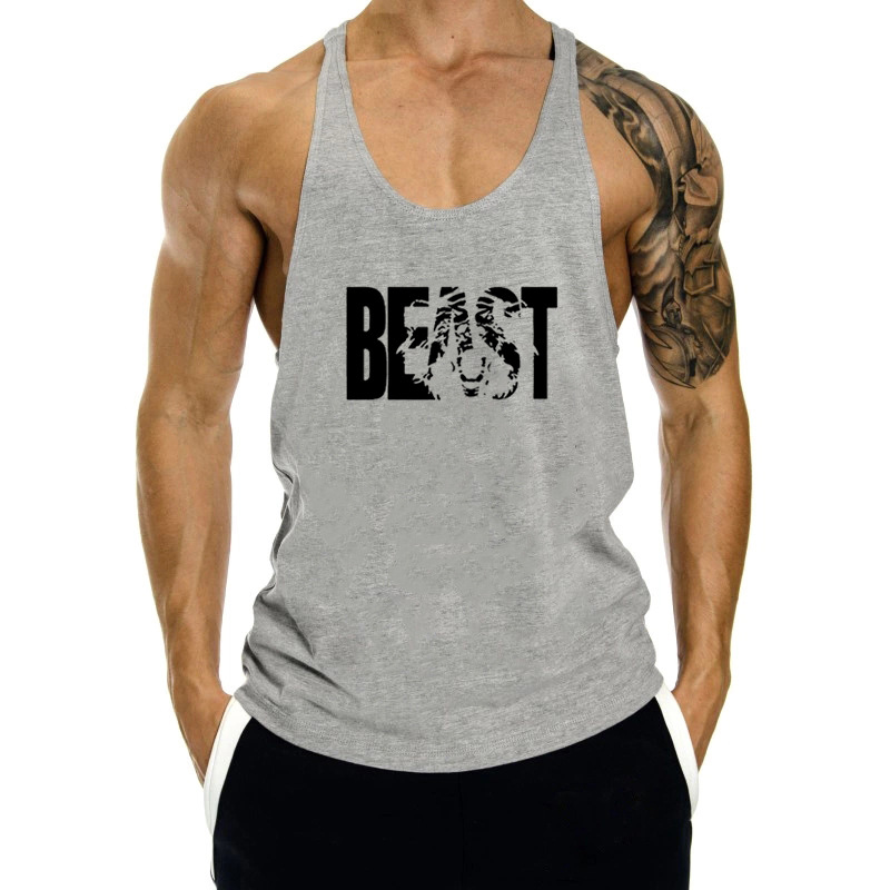 Muscle Doctor Brothers Sommer-Tanktop für Herren, lockere Sportbekleidung, reine Baumwolle, für Lauftraining, Straddle-Racerback_voghion.com