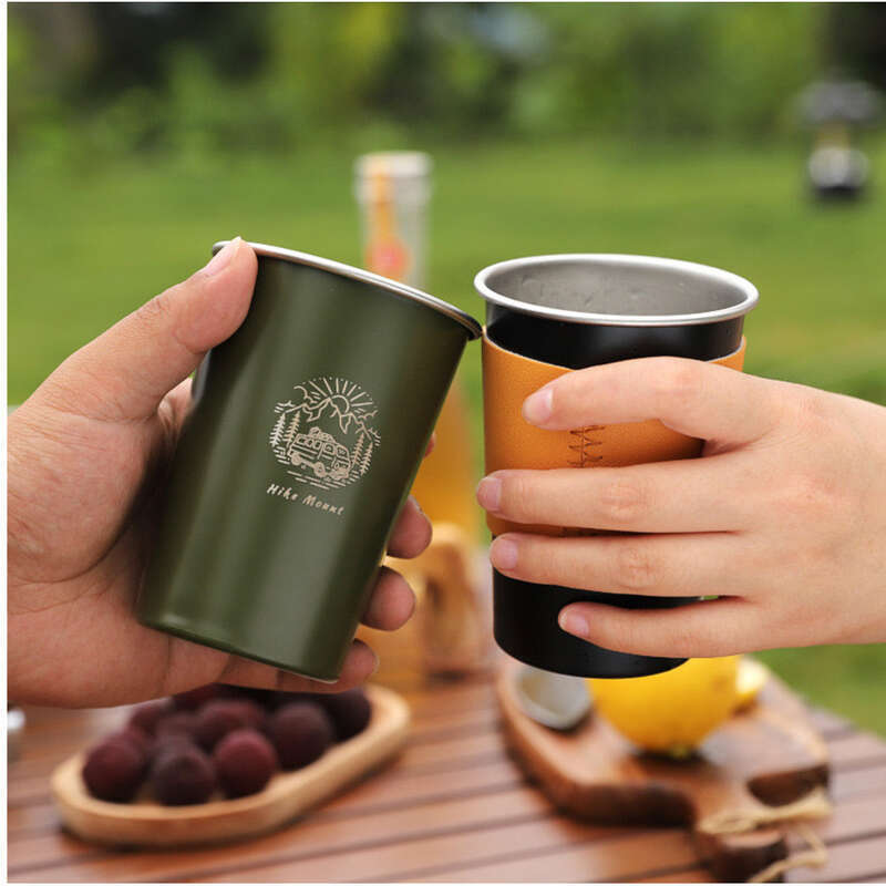 Outdoor Stainless Steel Small Coffee Camping Tea Water Cup Portable 350ML Wide Mouth Stackable_voghion.com