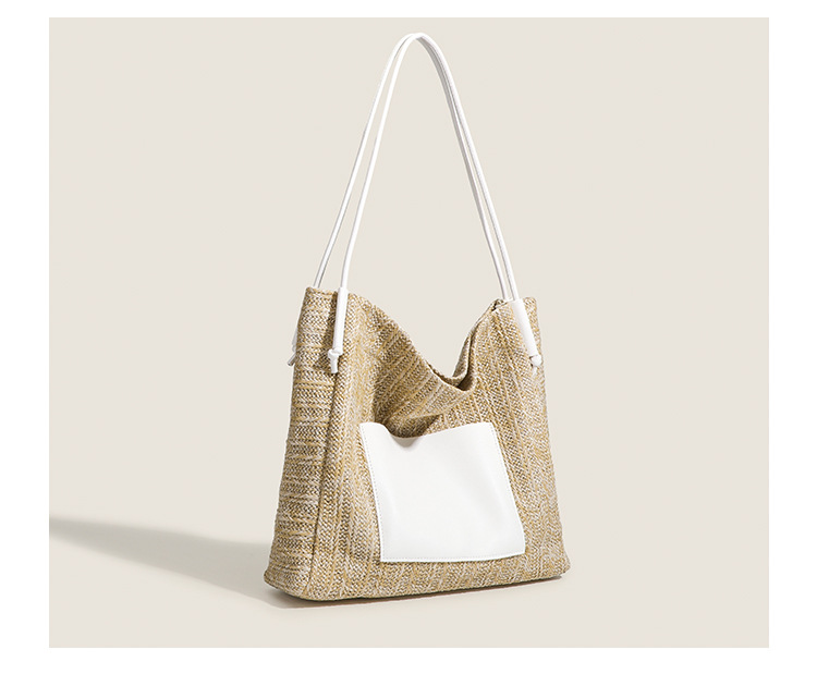 Grass woven tote bag for spring versatile women with niche design, large capacity commuting, seaside vacation style_voghion.com