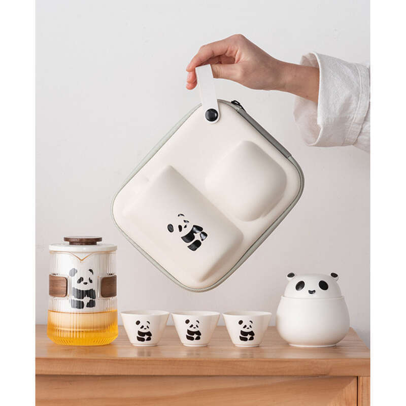 Panda Kung Fu Taass Tragbare Reeset, Dëppen, Schnell Gäscht Téi Taass, Héichwäerteg Geschäftsgeschenk_voghion.com