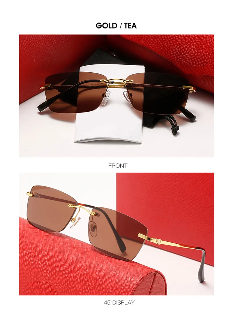 Occhiali da sole quadrati classici uomo donna montatura oro_voghion.com