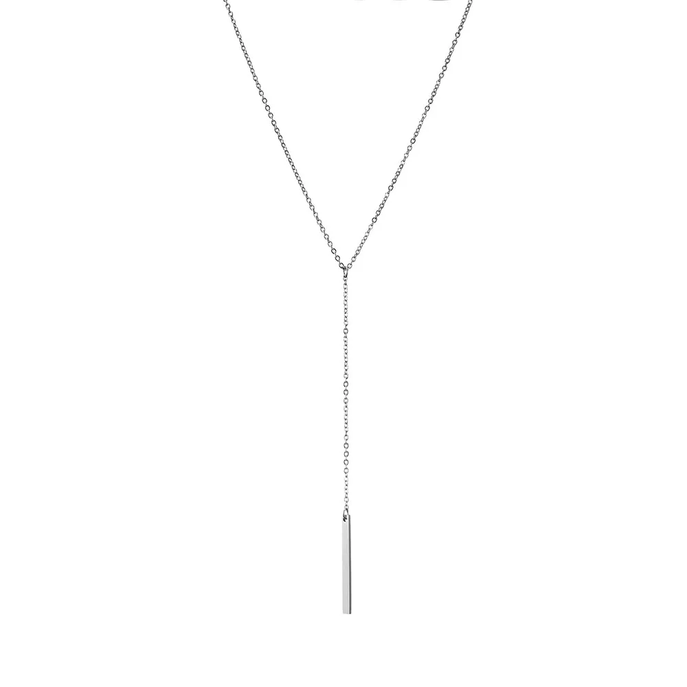 Colliers pendentifs Visunion Collier coréen Rond Plaquette Rectangle Argent Couleur Or Pour Filles Tempérament Chaîne à Maillons_voghion.com