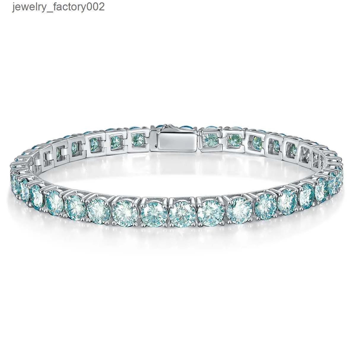 wholesale Blue Green Tennis Chain 4mm 5mm Sterling Sier Iced Out Moissanite Bracelet