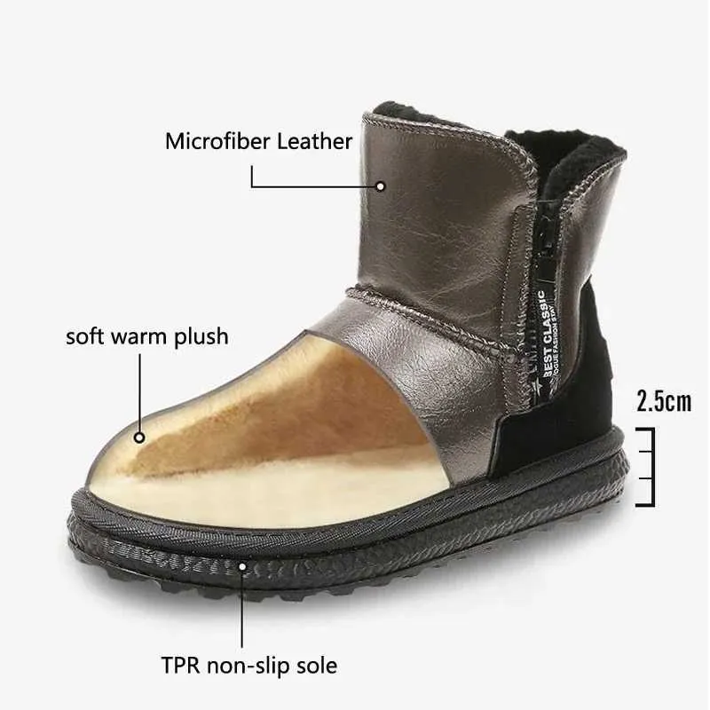 Scarpe e stivali invernali caldi in cotone con pelliccia integrata, impermeabili, antiscivolo, con cerniera spessa, da donna, New Plus Veet XW6.5_voghion.com