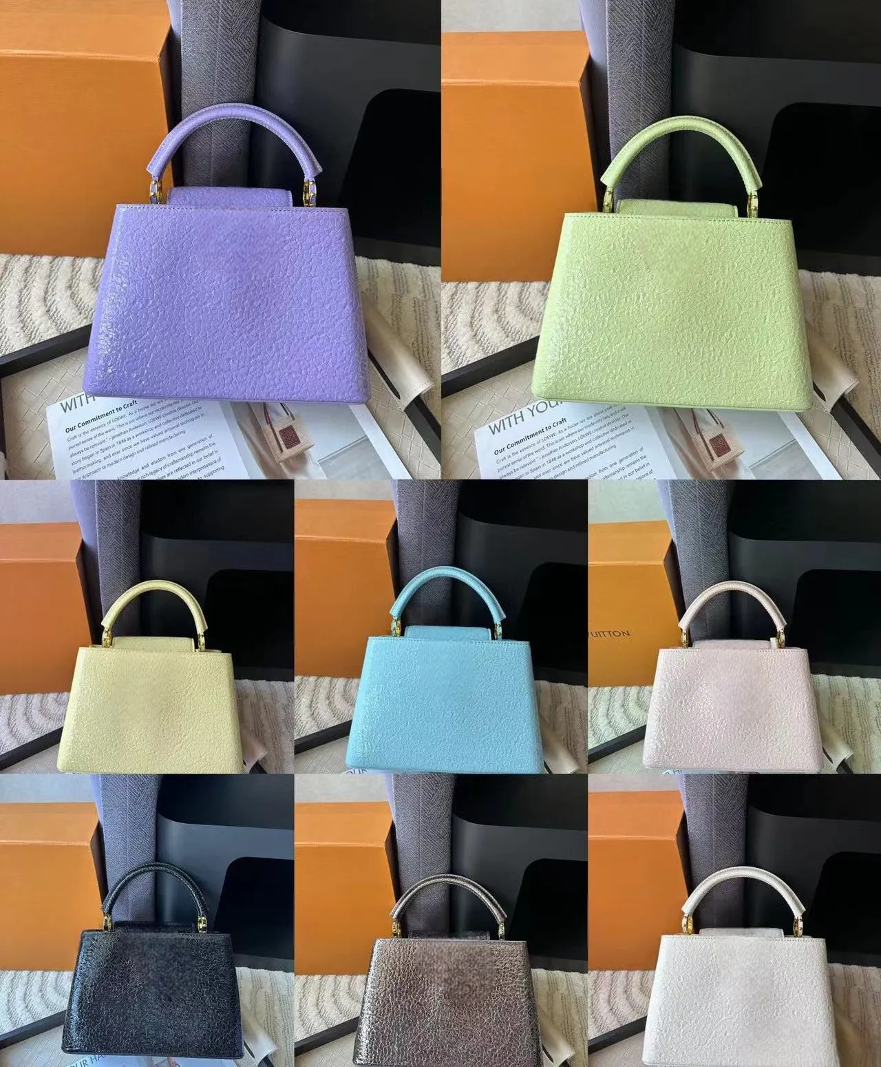 9A Top Famous Designer Capuchines Handle Women's High Quality Crossbody Bag Split Leather Pattern Single Shoulder Medium_voghion.com