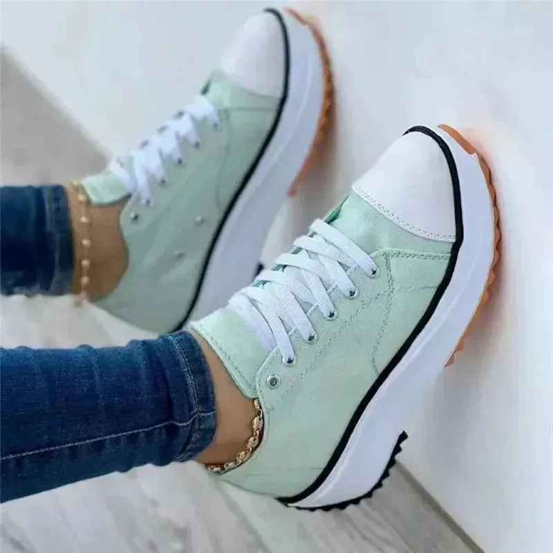 Spring New Low-cut Single Shoes For Women, Thick-soled Canvas Shoes, Available Now, Platform Soles, Large Sizes For Women, Sizes 35-43_voghion.com