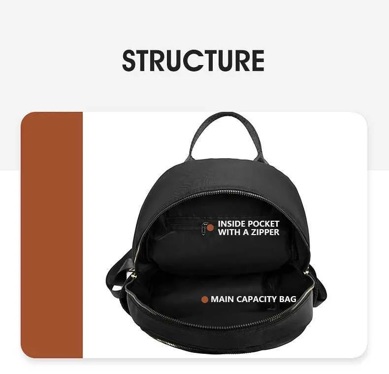 Women's Backpack Simple Solid Colour Shoulder Bag Oxford Fabric_voghion.com