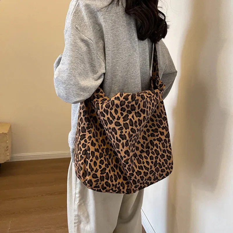 LEFTSIDE Leopard 2024 Borsa a tracolla grande alla moda coreana per donna Borsa da viaggio Borsa a tracolla per la spesa_voghion.com