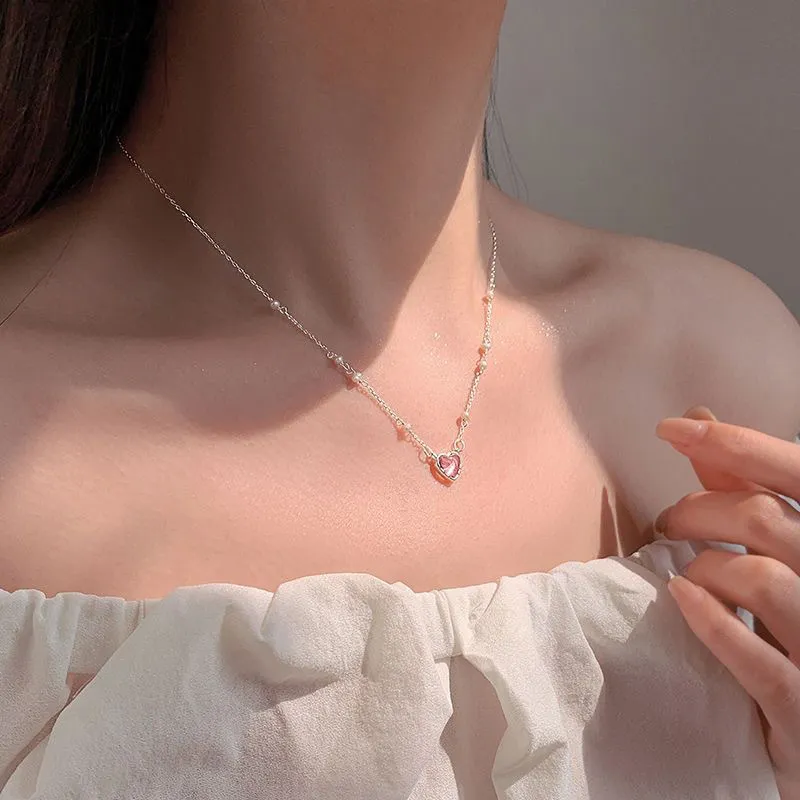 Ketten Y2k Mode Perle Liebe Halskette Frauen Anhänger Persönlichkeit Schmuck Bankett Party Paar Geschenk Hochzeit Gedenken_voghion.com