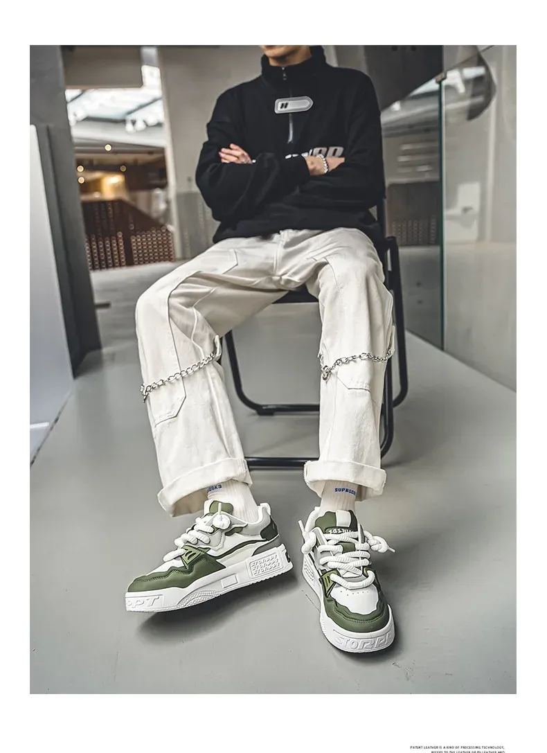 Men's Easy To Clean Skateboard Shoes, Good Grip, Breathable Lace Up Sneakers, Men's Shoes 2024_voghion.com