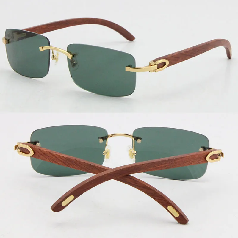 Rimless Wood Frame Men Sunglasses For Driving And Outdoors_voghion.com