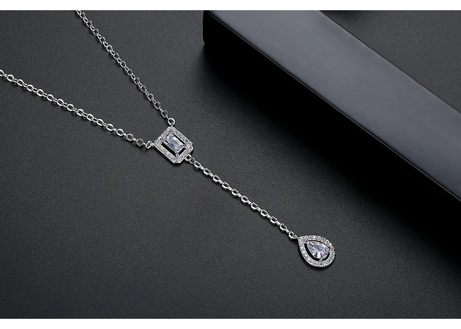 Collana con ciondolo di design per donna in rame placcato oro con set di zirconi AAA, goccia d'acqua, gioielli per feste di nozze, spedizione gratuita_voghion.com
