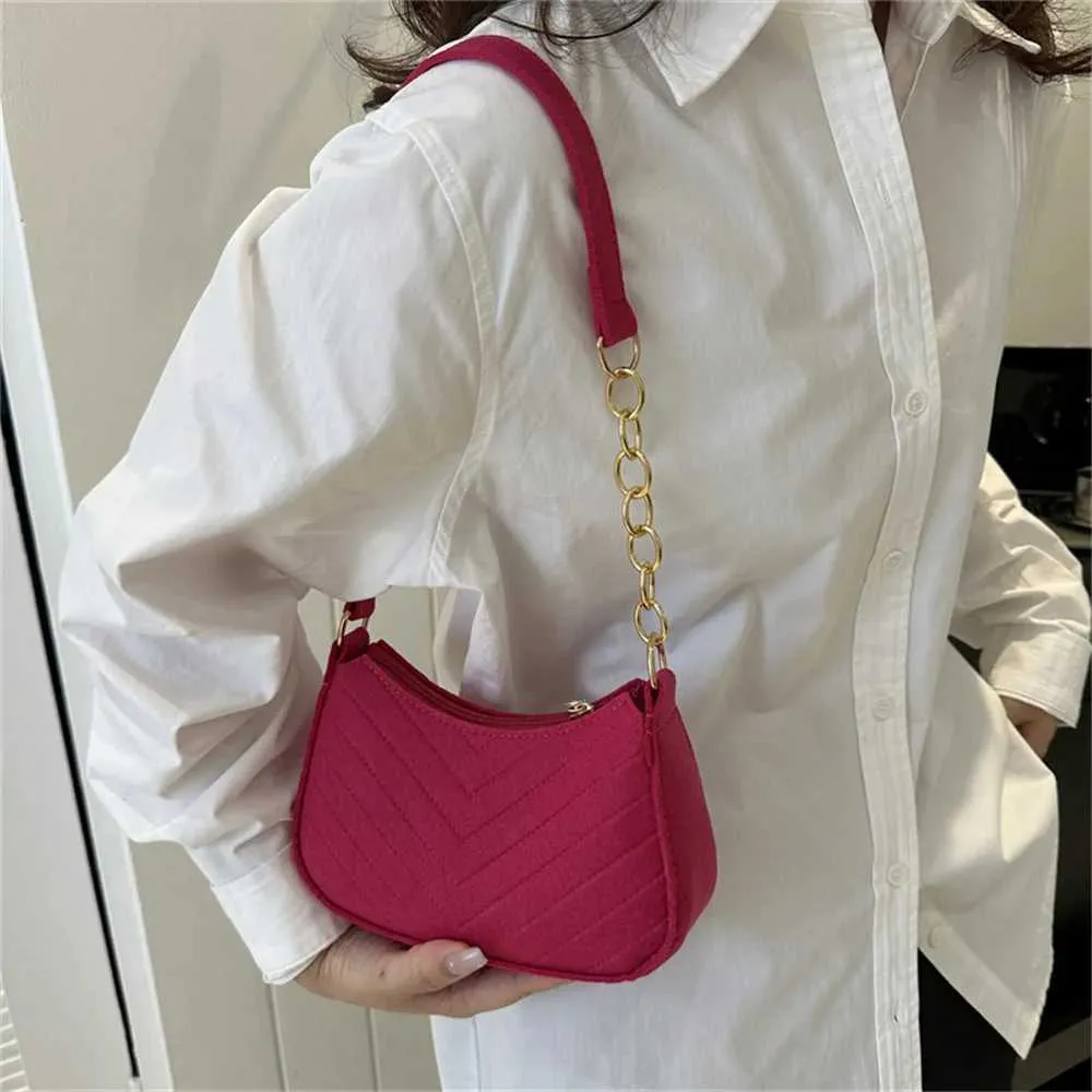 Designertaske Ny dame retro Gerie ensfarvet skuldertaske afslappet pung, enkel og moderigtig krydsformet taske_voghion.com