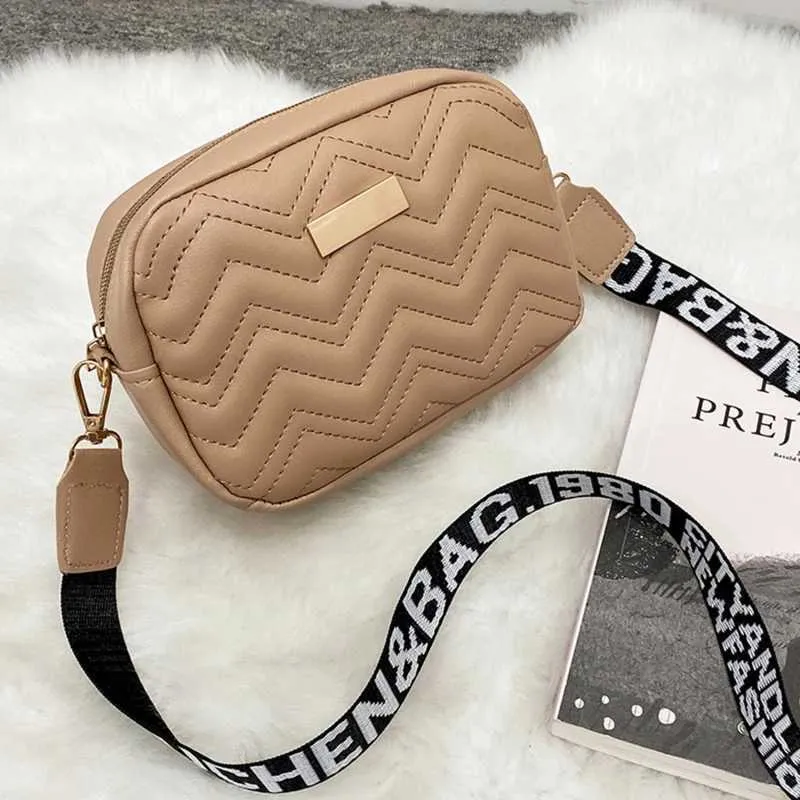 Borsa a tracolla con tracolla stampata, piccola, quadrata, versatile, casual, in materiale PU, con macchina fotografica ricamata, C241214_voghion.com
