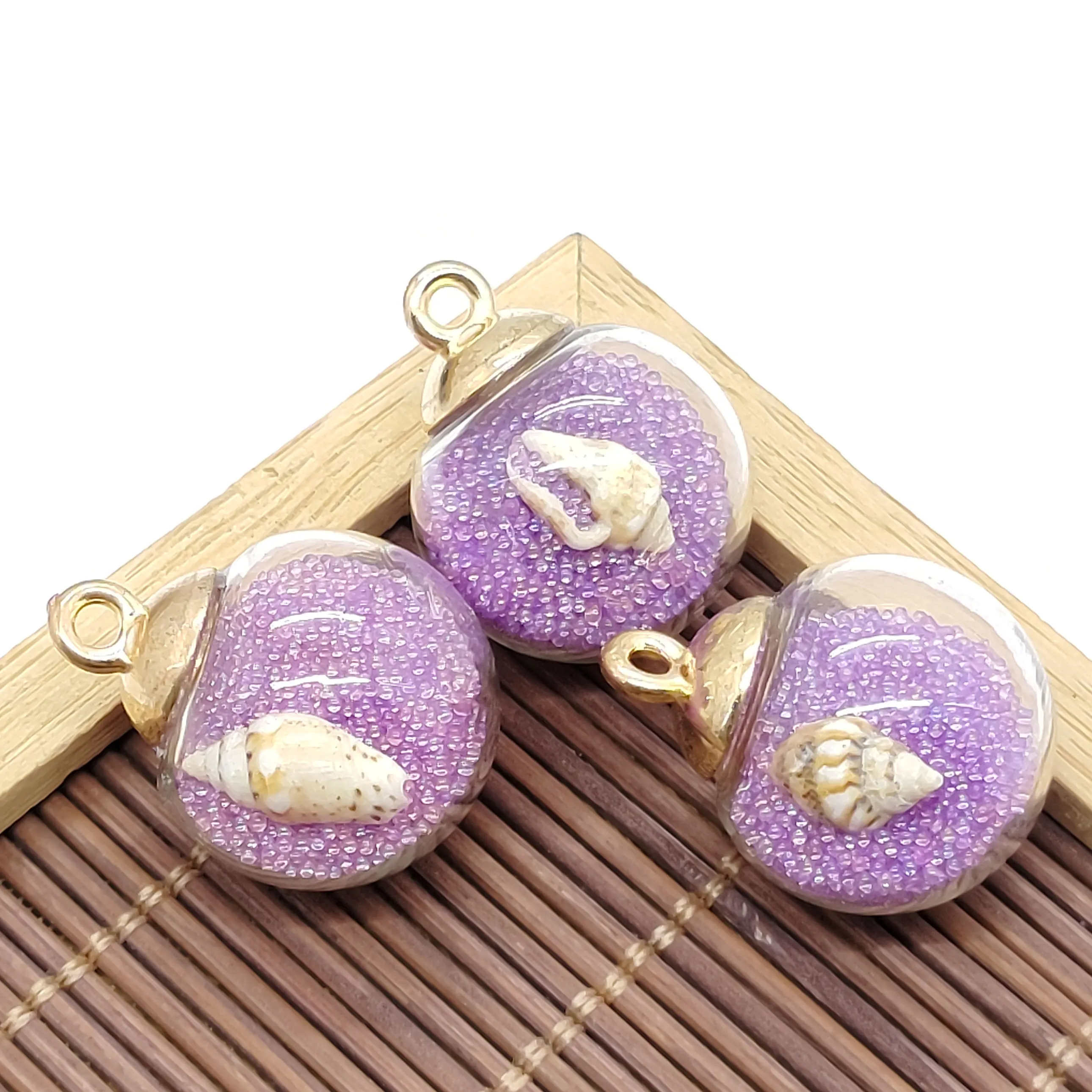 Kolye Kolye 5 adet Cam Top Şeffaf Deniz Kabuğu Charm Bayan Moda Yapımı Kendin Yap Kolye Küpe Bilezik Takı_voghion.com