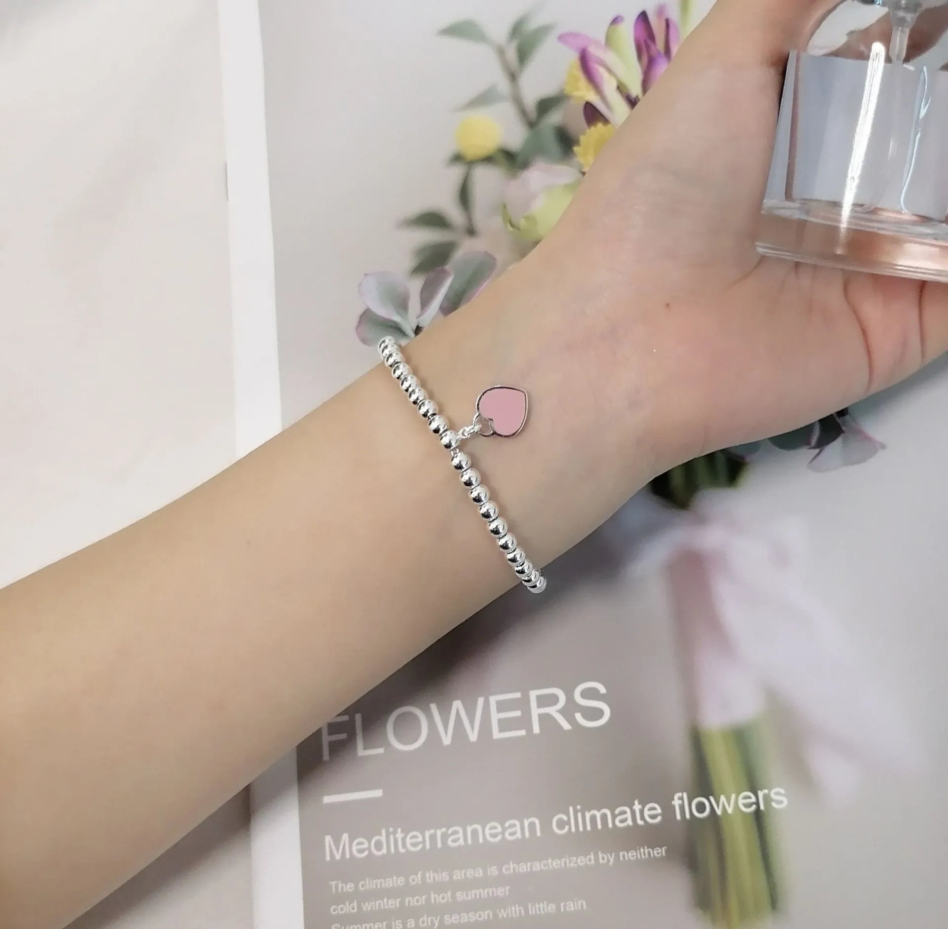 4 mm kralen liefdeshart charme voor dames meisjes mooie schattige S sier kralen bling diamanten designer armbanden armbanden sieraden_voghion.com
