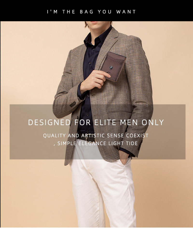 Ανδρικό πορτοφόλι με κοντό κλιπ από ανθρακονήματα και λεπτή μαγνητική τσάντα πολλαπλών θέσεων για κάρτες_voghion.com